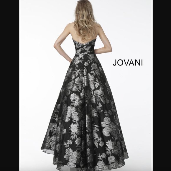 Jovani Black & Silver Floral Print Gown - US 14 - Picture 14 of 14